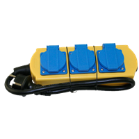 Skjøtekontakt sort, 3g1,5 mm2, 16A/230V 3 veis, 0,5m, med lokk