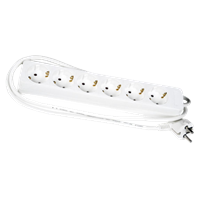 Skjøtekontakt hvit, 3g1,5 mm2, 16A/230V 6 veis, 1,5 m