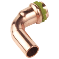 Bend 90° med 1 muffe, V-press kobber 35 mm