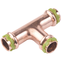 T-rør med 3 muffer, V-press kobber 35 mm
