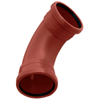 Bend langt 88,° PP for avløp. rødbrun med 2 muffer, 110 mm