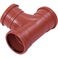 Grenrør 88,5°, PP for avløp, rødbrun med 3 muffer, svingt 110 mm