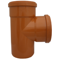 Grenrør 88° PVC for avløp, rødbrun med 2 muffer 110 mm