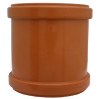 Dobbelmuffe, PVC for avløp, rødbrun, 110 mm