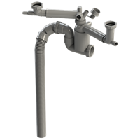 Kjøkkenvannlås slange, 3 flex med teleskoprør, grå 1 1/2 x 50 mm