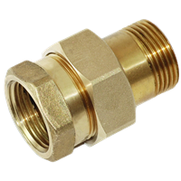 Tippunion utvendig/innvendig, messing, 3/8"