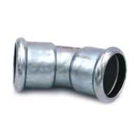 Bend 45° med 2 muffer, M-press galvanisert 15 mm