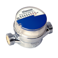 Vannmåler Meibes, kaldt vann, blå Qn1,5 L=110 mm, DN15 x 3/4"